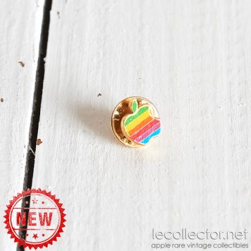 Apple computer rainbow 6 colors screenprinted lapel pin by Decat Paris France