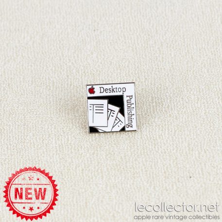 Desktop publishing red apple white square lapel pin